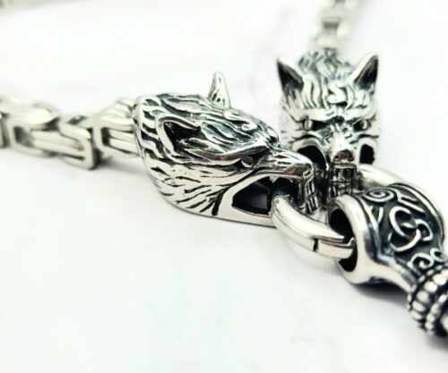 Steel Wolf Hammer 4 Mei's Viking Steel Wolf Hammer | ketting | Stainless Steel Steel Wolf Hammer 4