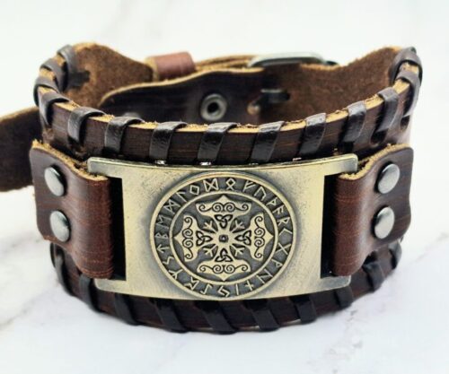 Mei’s Viking Brown Thunderbrace armband van leer in brons en bruin
