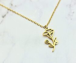 Floral Birth Month 1 Mei's Muse Floral Birth Month | ketting | Stainless Steel Floral Birth Month 1