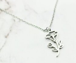 Floral Birth Month 3 Mei's Muse Floral Birth Month | ketting | Stainless Steel Floral Birth Month 3