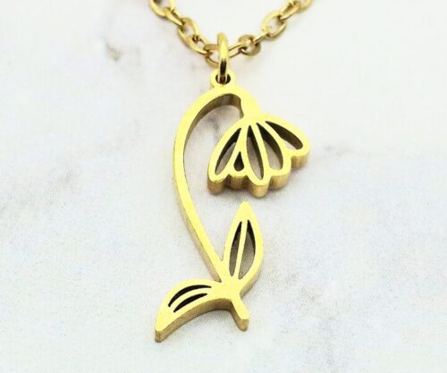 Mei’s Muse Floral Birth Month ketting van roestvrij staal in goud en zilver