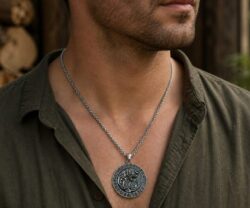 Alternative view of Mei's Viking Silver Wolf Moon | ketting | Stainless Steel