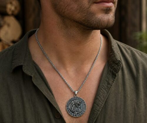 Alternative view of Mei's Viking Silver Wolf Moon | ketting | Stainless Steel