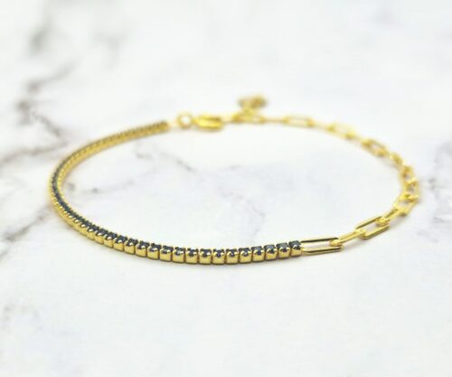 Mei’s Muse Golden Stardust armband van 925 zilver in donkerblauw, lichtblauw en lila