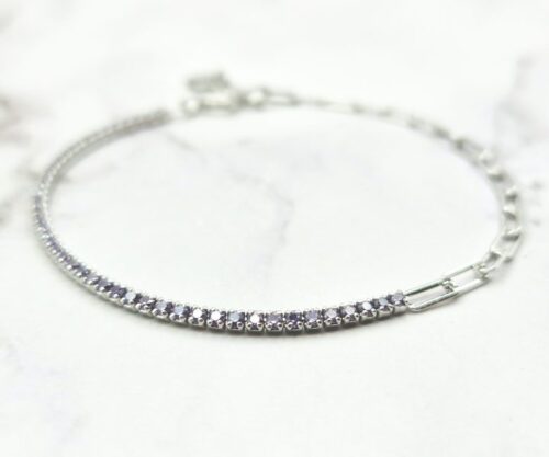Mei’s Muse Silver Stardust armband van 925 zilver in donkerblauw, lichtblauw en lila