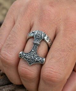 Alternative view of Mei's Viking Runic Hammer | ring | Stainless Steel