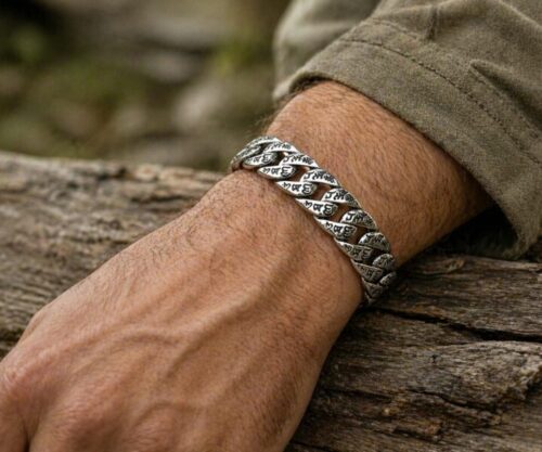 Alternative view of Mei's Tibetan Serenity Cuff | armband | Stainless Steel