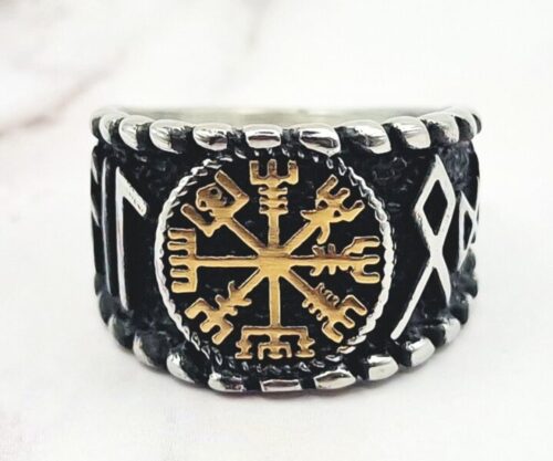 Mei’s Viking Nordic Shield ring van roestvrij staal in goud en zilver