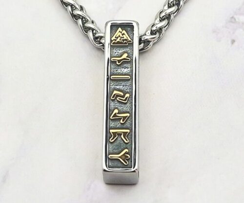 Mei’s Viking Runic Bar ketting van roestvrij staal in goud, grijs en zilver