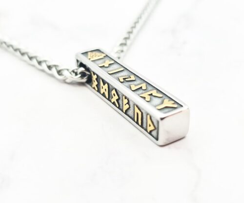 Runic Bar 4 Mei's Viking Runic Bar | ketting | Stainless Steel Runic Bar 4