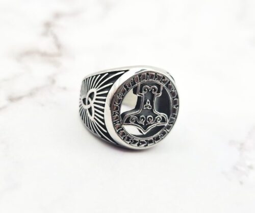 Thunder Runes 3 Mei's Viking Thunder Runes | ring | Stainless Steel Thunder Runes 3
