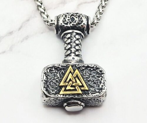 Mei’s Viking Knots of Thunder ketting van roestvrij staal in goud en zilver
