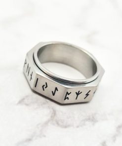 Rune Around 3 Mei's Viking ring | Rune Around | Stainless Steel | zilver - zwart Rune Around 3