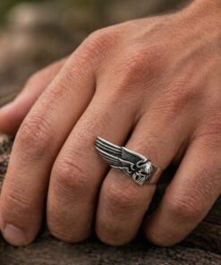 Alternative view of Mei's Muse Winged Skull | ring | Stainless Steel