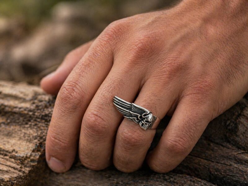 Wingend Skull sierfoto Ringen met betekenis Wingend Skull sierfoto