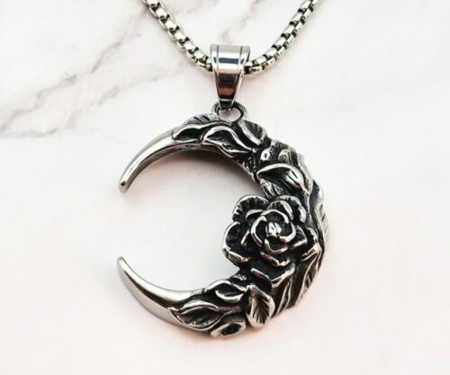 Mei’s Muse Moon Blossom ketting van roestvrij staal in zilver