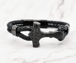 Mei's Viking Black Hammer | armband | Leer