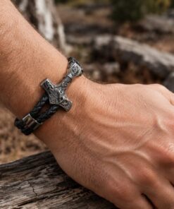 Alternative view of Mei's Viking Black Hammer | armband | Leer