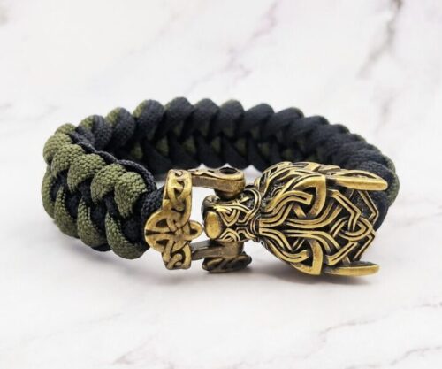 Mei’s Viking Golden Wolf armband van roestvrij staal in goud, zilver en zwart