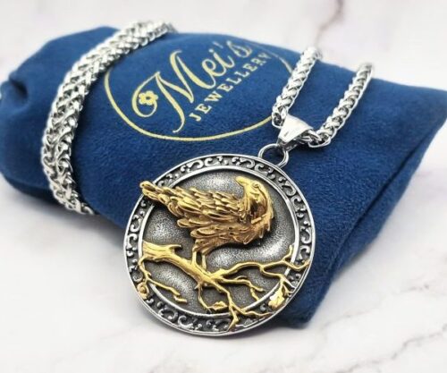 Mei’s Viking Raven’s Perch ketting van stainless steel