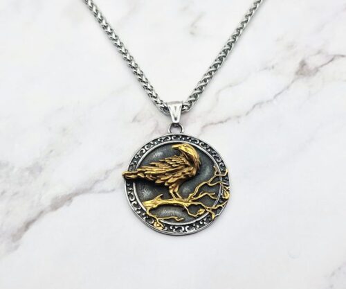 Mei’s Viking Raven’s Perch ketting van stainless steel