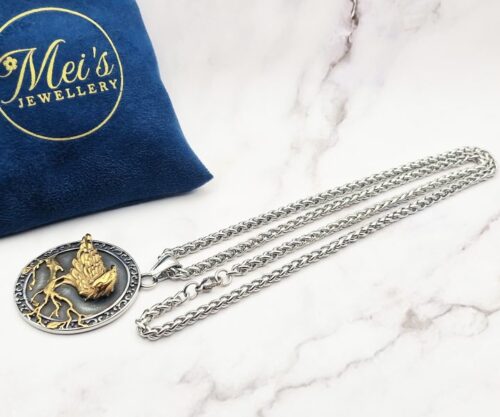 Mei’s Viking Raven’s Perch ketting van stainless steel