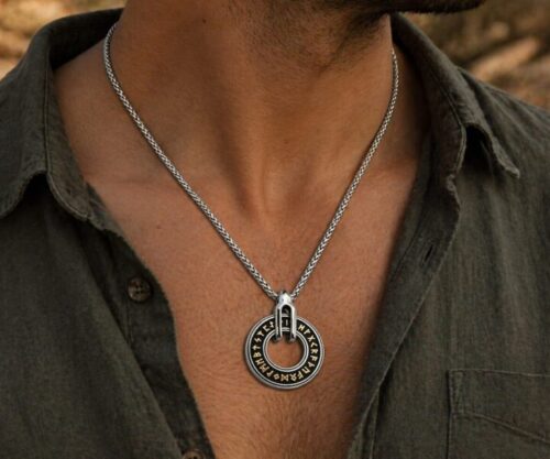 Alternative view of Mei's Viking Runic Circle | ketting | Stainless Steel