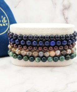Mei's Handmade armband | Mini Earth Stones | Edelsteen | blauw - rood - bruin - groen