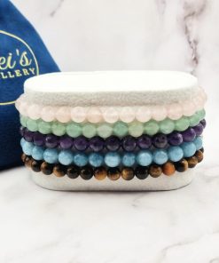 Mei's Handmade armband | Mini Gems of Candy | Edelsteen | roze - blauw - bruin - groen - paars