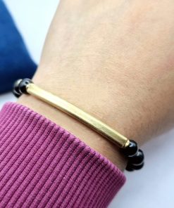 Alternative view of Mei's Tibetan armband | Black Harmony | Edelsteen - Koper | zwart - goud