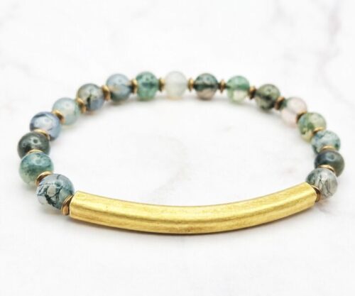 Mei’s Tibetan Green Harmony armband van edelsteen in goud en groen