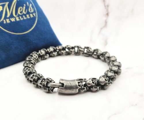 Mini Skulls Grey 5 Mei's Muse Mini Skulls Grey | armband | Stainless Steel Mini Skulls Grey 5