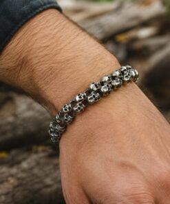 Alternative view of Mei's Muse Mini Skulls Grey | armband | Stainless Steel