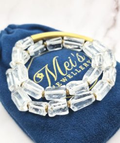 Mei's Tibetan armband | Moon Stones | Edelsteen - Koper | wit - goud