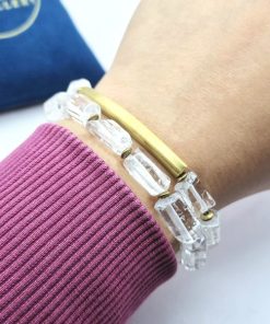 Alternative view of Mei's Tibetan armband | Moon Stones | Edelsteen - Koper | wit - goud