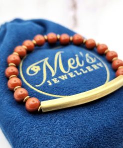 Mei's Tibetan armband | Red Harmony | Edelsteen - Koper | rood - goud