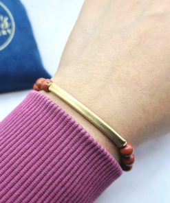 Alternative view of Mei's Tibetan armband | Red Harmony | Edelsteen - Koper | rood - goud