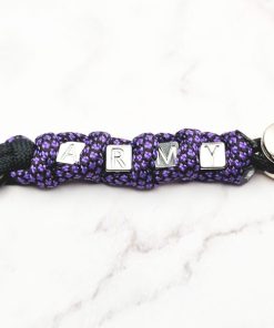 ARMY Cord 3 Mei's Keyed sleutelhanger | ARMY Cord | Paracord - Aluminium | zwart - paars - zilver ARMY Cord 3