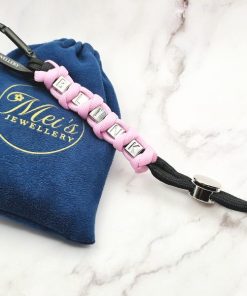 Mei's Keyed sleutelhanger | BLINK Cord | Paracord - Aluminium | zwart - roze - zilver