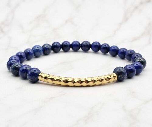 Mei’s Handmade Charming Blue armband van edelsteen in blauw, goud en zilver