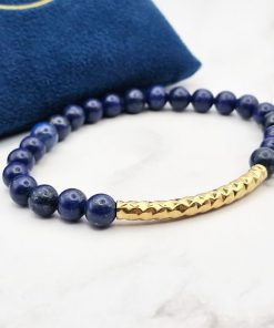 Charming Blue 8 Mei's Handmade armband | Charming Blue | Edelsteen | blauw - zilver of goud Charming Blue 8