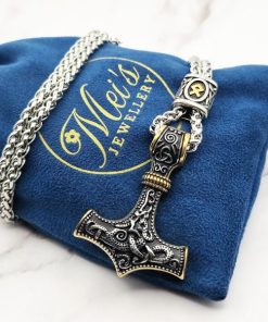 Mei's Viking ketting | Golden Hammer | Stainless Steel | zilver - goud