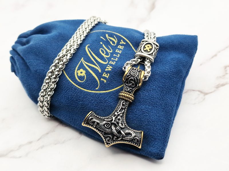 Golden Hammer 1 Mei's Viking ketting | Golden Hammer | Stainless Steel | zilver - goud Mei's Viking ketting | Golden Hammer | Stainless Steel | zilver - goud
