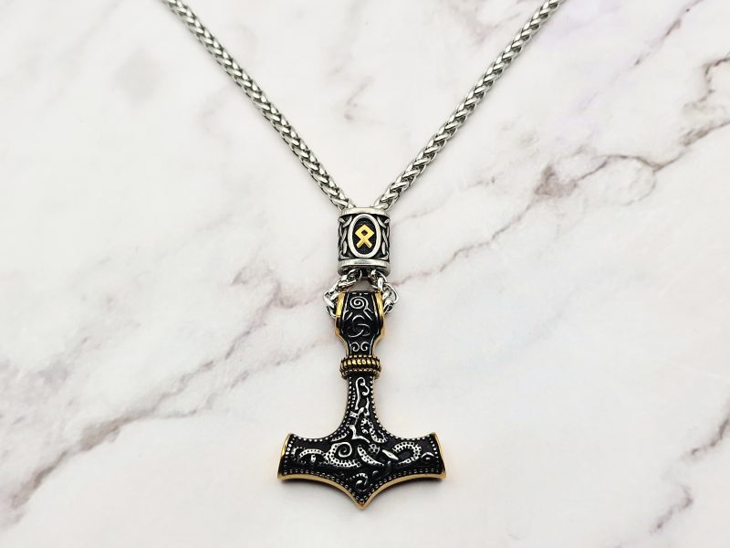 Golden Hammer 2 Mei's Viking ketting | Golden Hammer | Stainless Steel | zilver - goud Mei's Viking ketting | Golden Hammer | Stainless Steel | zilver - goud - Afbeelding 2