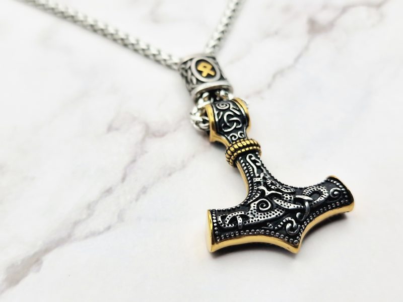 Golden Hammer 3 Mei's Viking ketting | Golden Hammer | Stainless Steel | zilver - goud Mei's Viking ketting | Golden Hammer | Stainless Steel | zilver - goud - Afbeelding 3