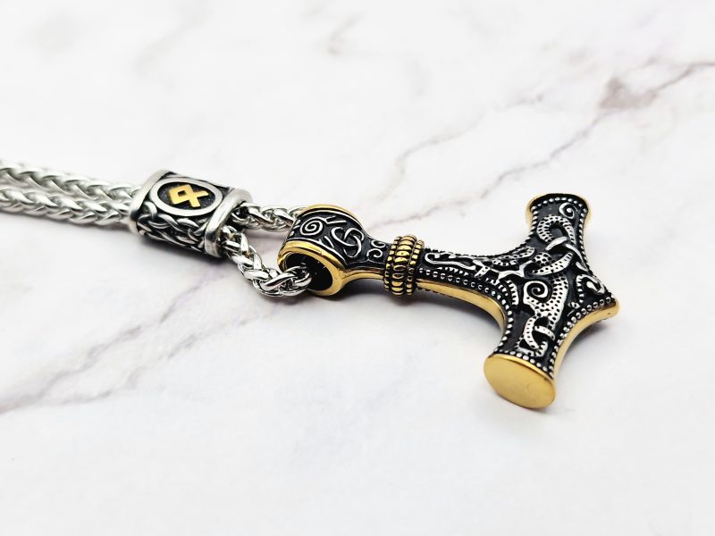 Golden Hammer 4 Mei's Viking ketting | Golden Hammer | Stainless Steel | zilver - goud Mei's Viking ketting | Golden Hammer | Stainless Steel | zilver - goud - Afbeelding 4