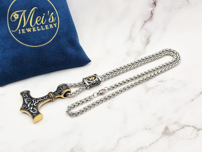 Golden Hammer 5 Mei's Viking ketting | Golden Hammer | Stainless Steel | zilver - goud Mei's Viking ketting | Golden Hammer | Stainless Steel | zilver - goud - Afbeelding 5