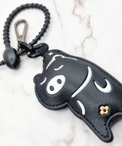 Alternative view of Mei's Keyed sleutelhanger | Hangout Piggy | Leer | zwart - wit