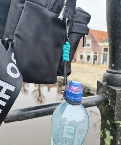 Alternative view of Mei's Keyed sleutelhanger | Initials Cord - Charm | Paracord - Aluminium | zwart - rood - turquoise