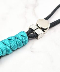 Initials Cord Charm 4 Mei's Keyed sleutelhanger | Initials Cord - Charm | Paracord - Aluminium | zwart - rood - turquoise Initials Cord Charm 4